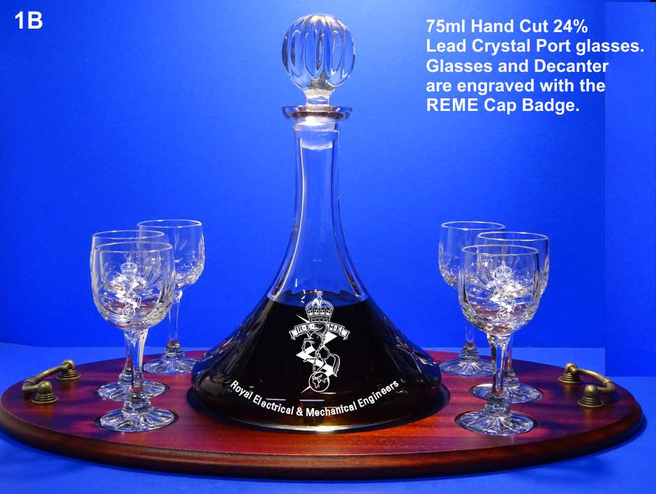 REME Port Decanter, 6 Glasses & Presentation Tray