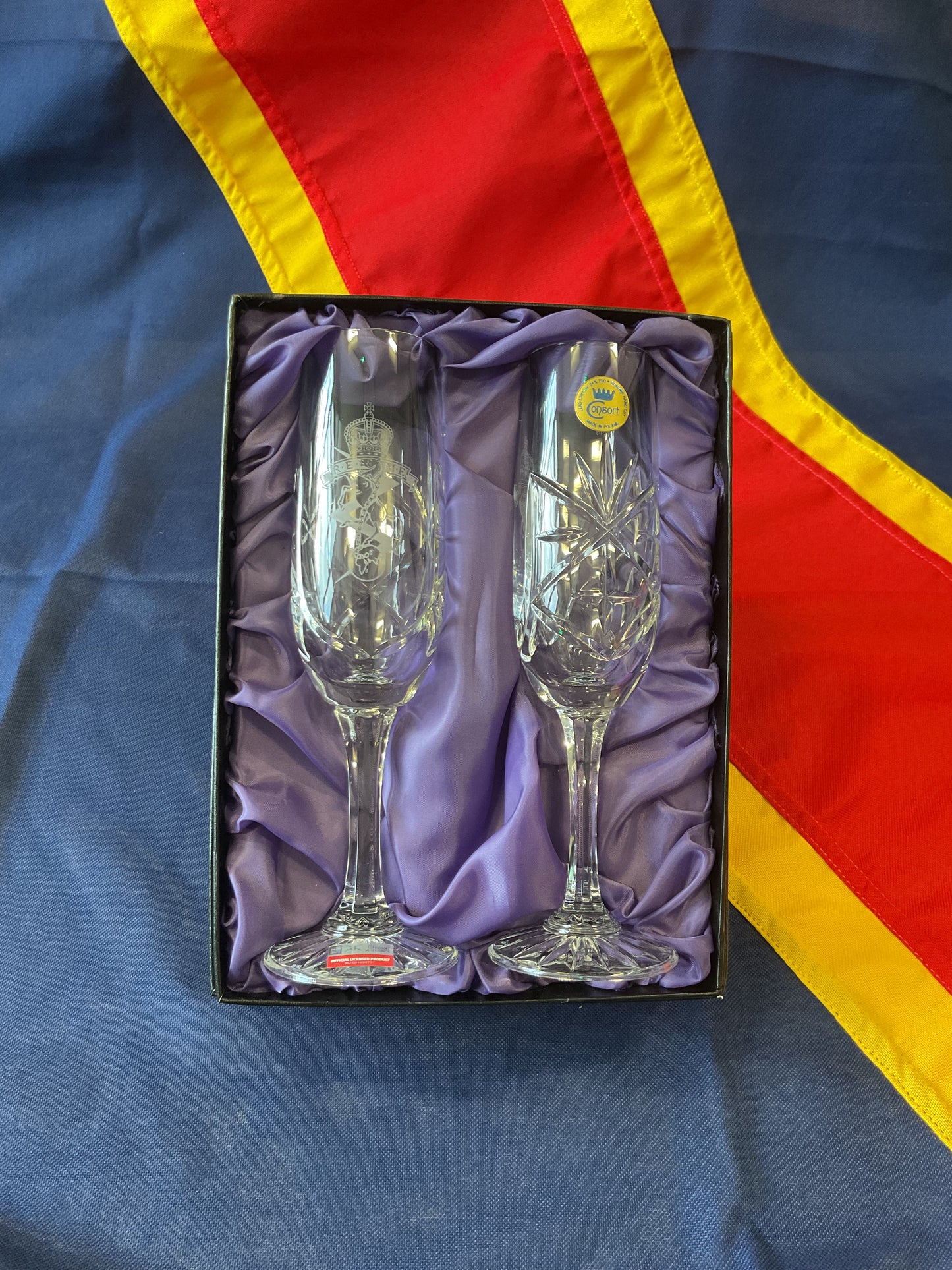 REME Champagne Crystal Flutes Boxed