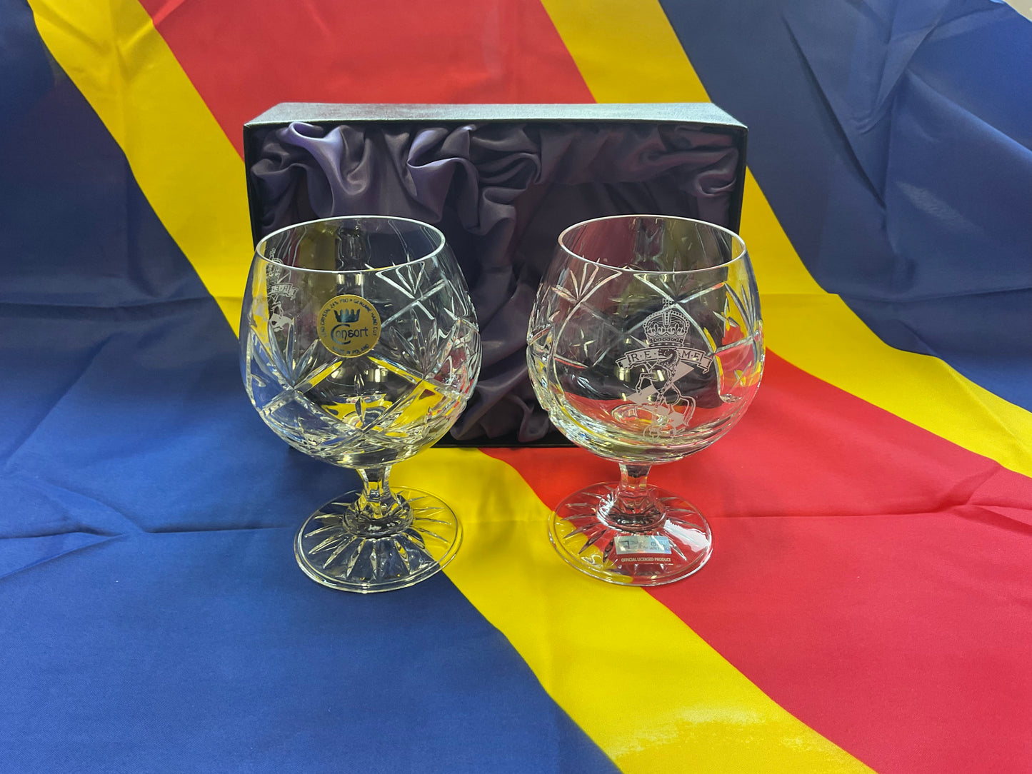 REME Brandy Crystal (Cumbria) Glasses Boxed