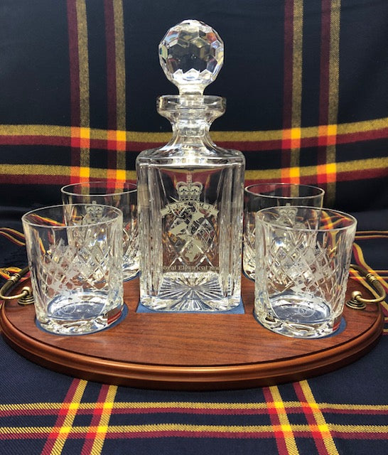 REME Bohemia Crystal Decanter & Matching 4 Glasses with Tray