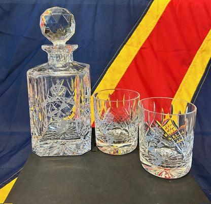 REME Bohemia Crystal Decanter & 2 Matching Glasses