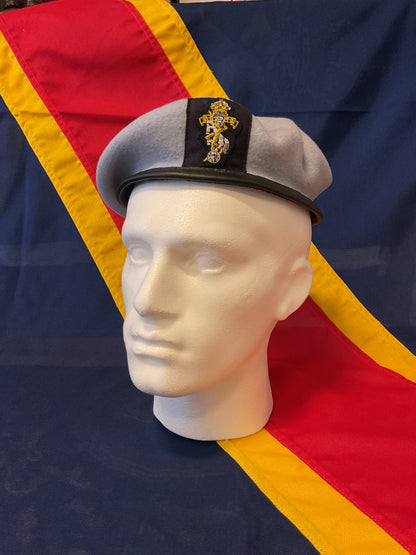 REME Beret (Light Blue) with Sewn on Navy Cloth Capbadge