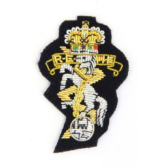REME Officer Cloth Cap Badge - Navy (QC)