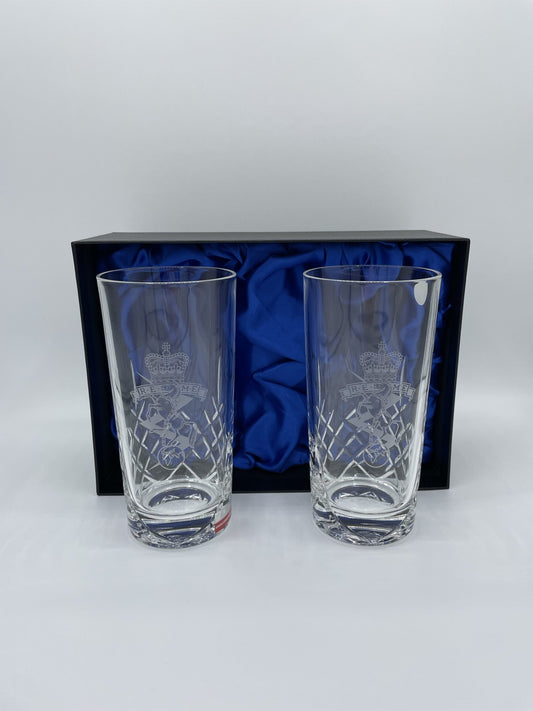 REME Tall Crystal Cut Glasses Boxed