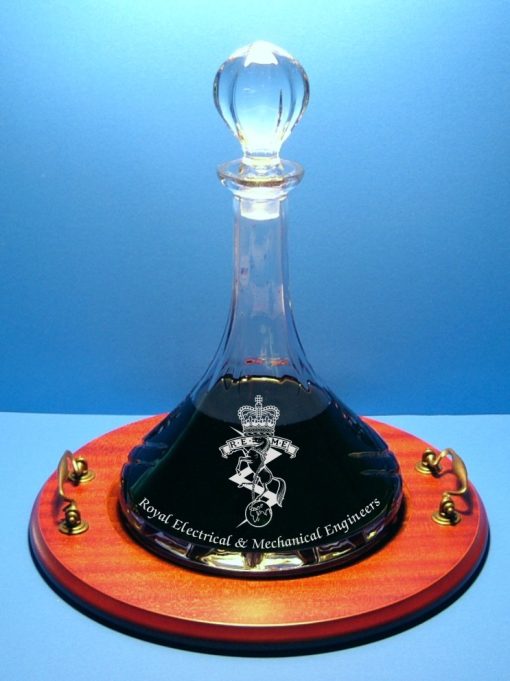 REME Crystal Cut Port (Ships) Decanter with Tray