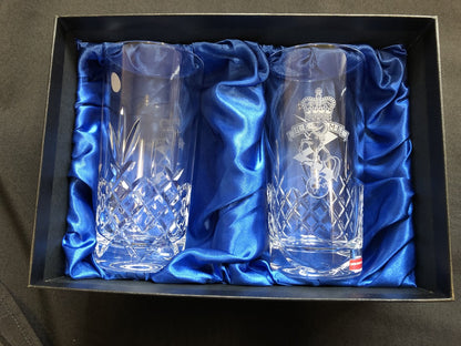 REME Tall Crystal Cut Glasses Boxed